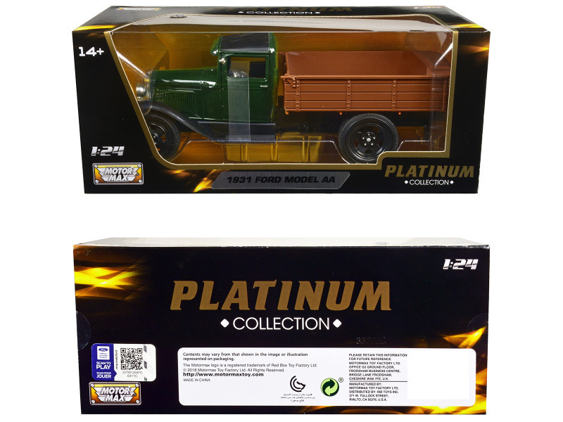 1931 Ford Model AA Pickup Truck Dark Green and Black "Platinum Collection" Series 1/24 Diecast Model Car by Motormax