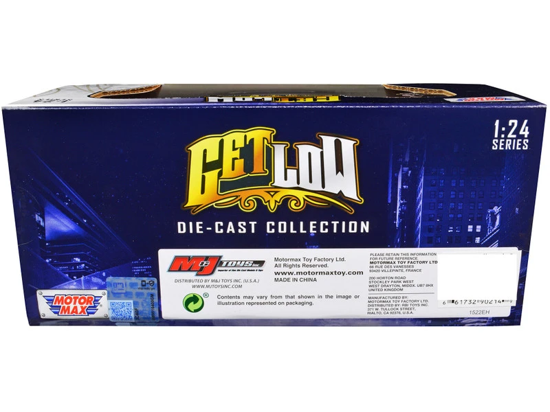 1993 Chevrolet Caprice Lowrider Blue Metallic with Graphics "Get Low" Series 1/24 Diecast Model Car by Motormax