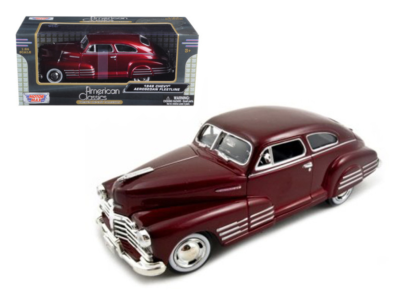 1948 Chevrolet Aerosedan Fleetline Dark Red Metallic 1/24 Diecast