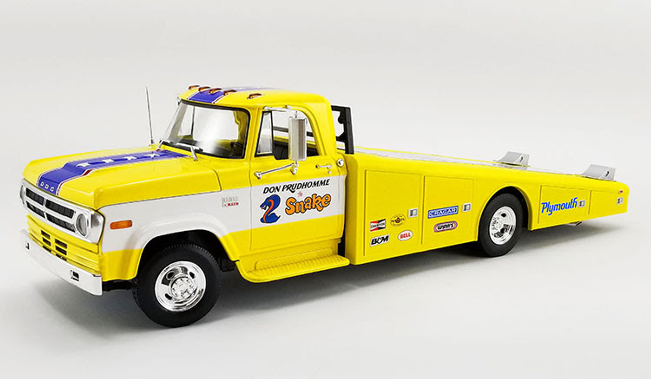 1/18 ACME 1970 Dodge D-300 Ramp Truck Don The Snake Prudhomme Theme Diecast Car Model