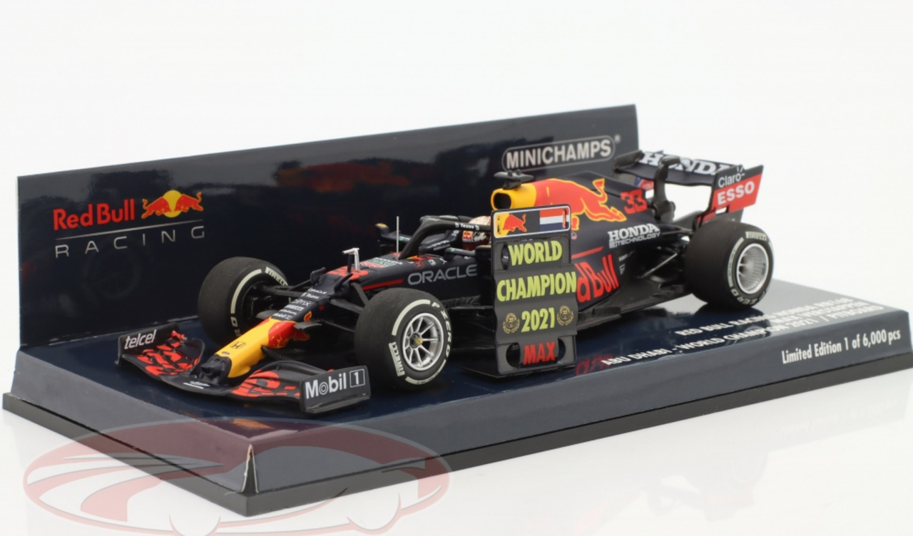 1/43 Minichamps 2021 Formula 1 Max Verstappen Red Bull RB16B #33 Winner Abu Dhabi World Champion Car Model