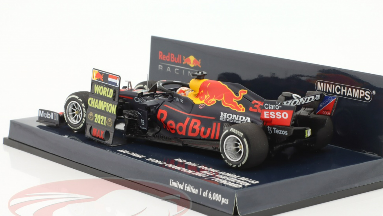1/43 Minichamps 2021 Formula 1 Max Verstappen Red Bull RB16B #33 Winner Abu Dhabi World Champion Car Model