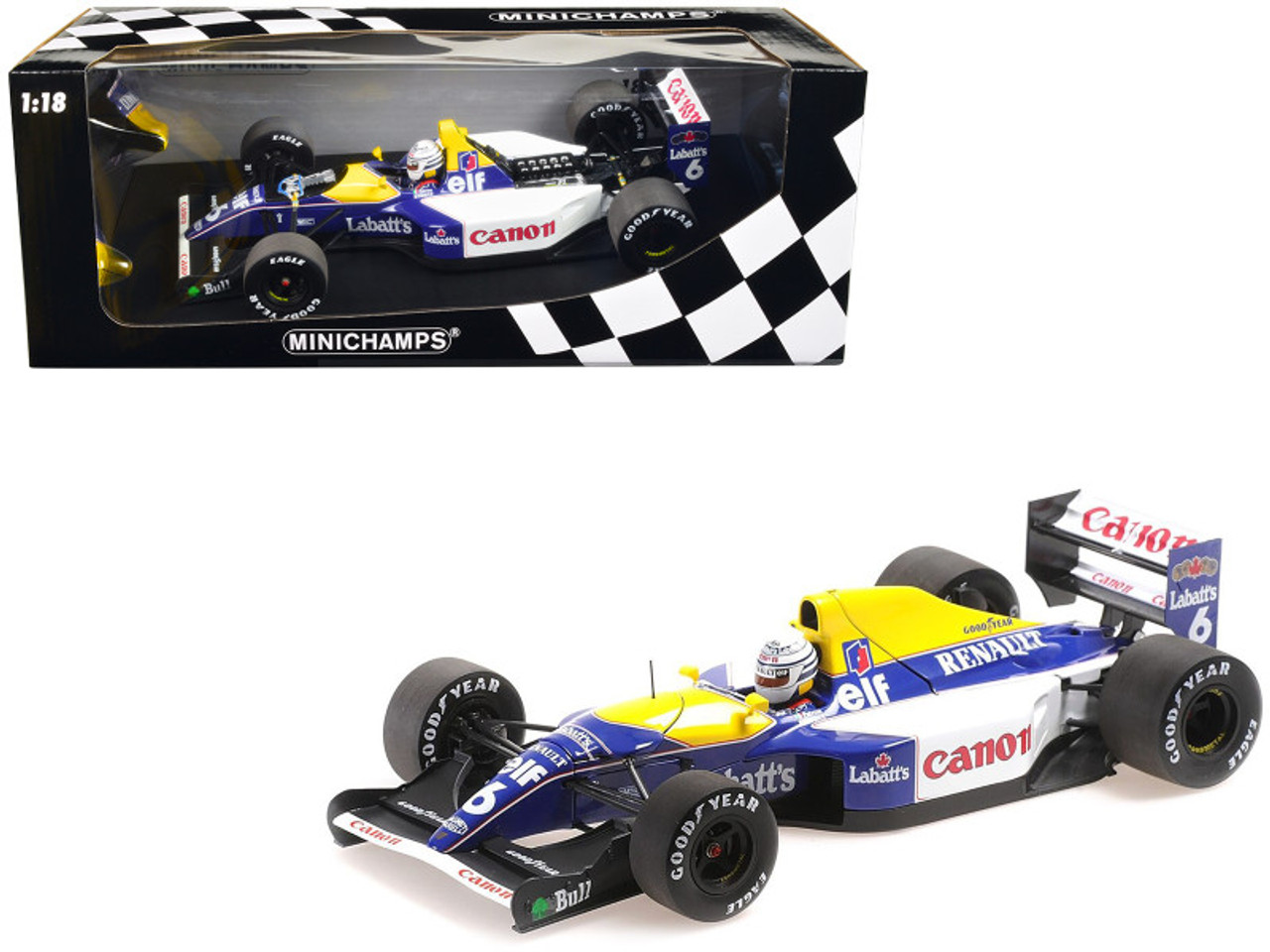 1/18 Minichamps 1992 Formula 1 Williams Renault FW14B RICARDO PATRESE  Diecast Car Model