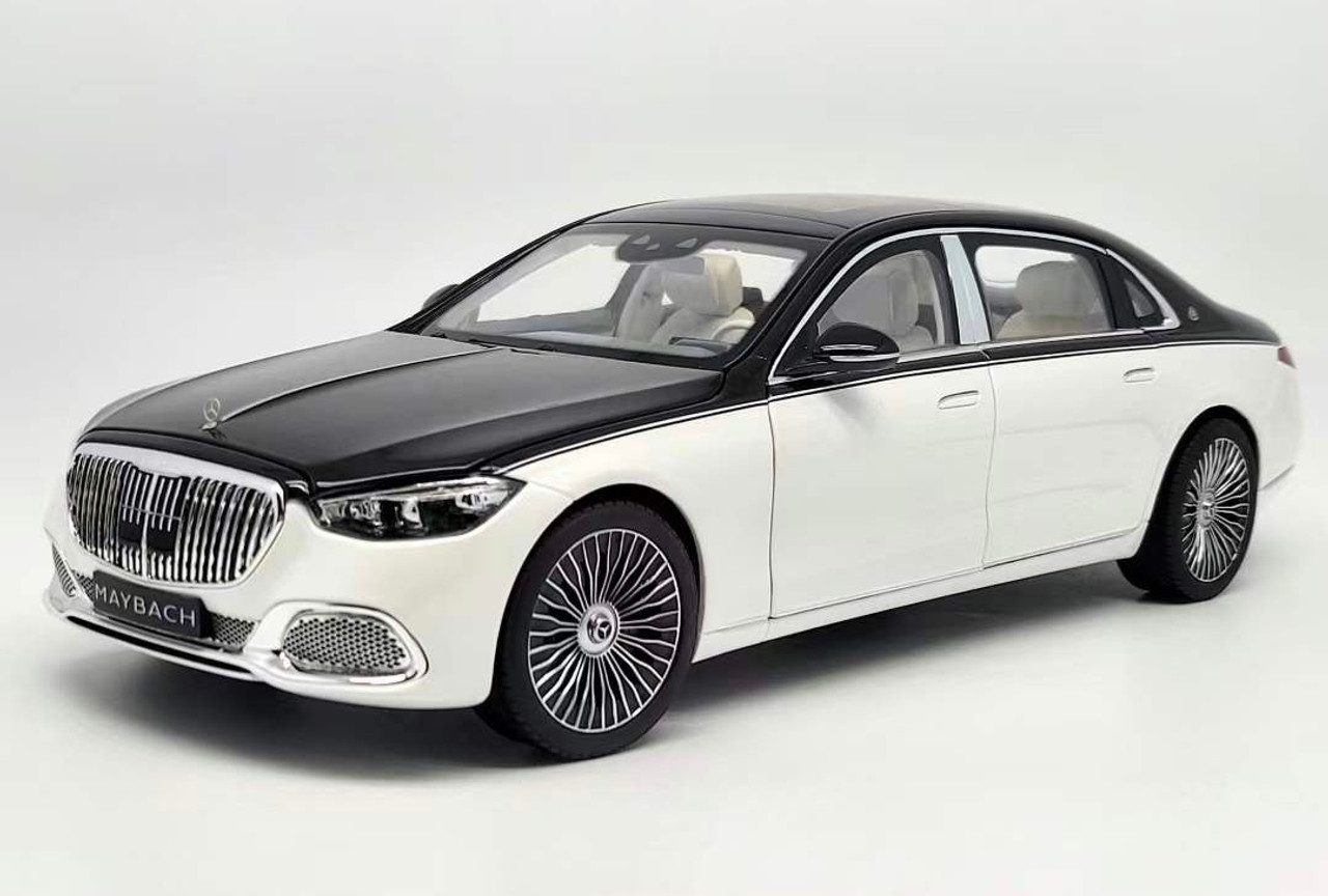 1/18 Norev Mercedes-Benz Mercedes Maybach S680 (Black & White) with Spoke Wheels Diecast Car Model