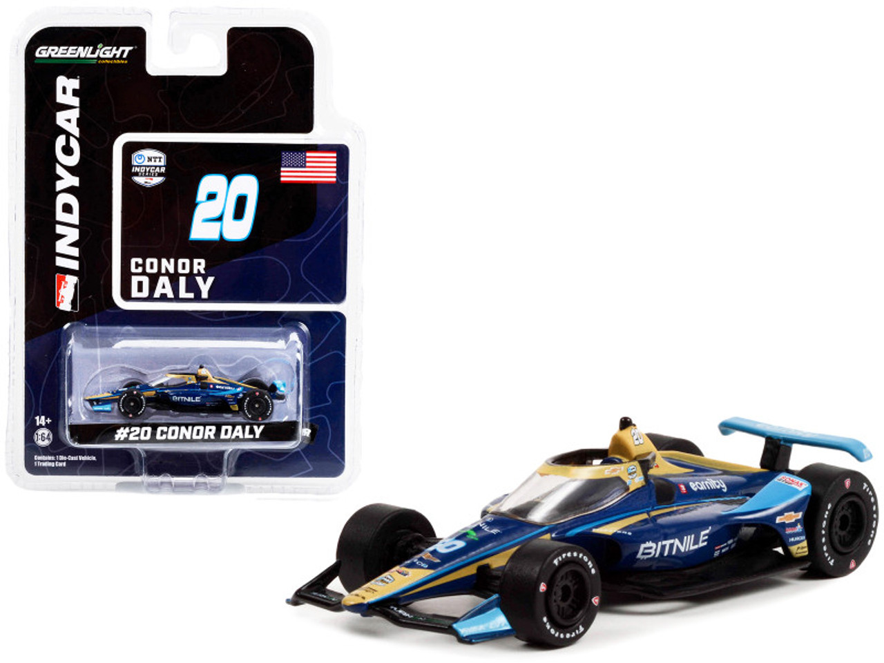 Dallara Indy Car #20 Conor Daly "BitNile" Ed Carpenter Racing "NTT IndyCar Series" (2022) 1/64 Diecast Model Car by Greenlight