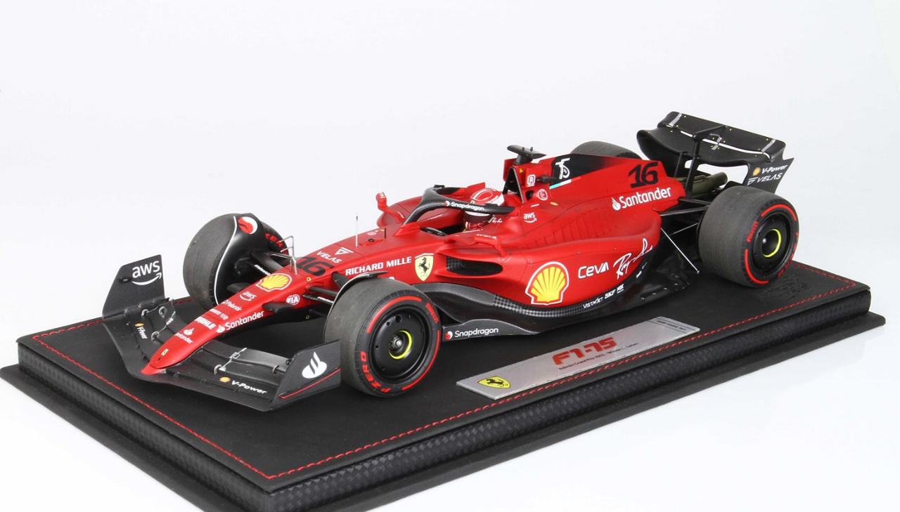 1/18 BBR 2022 Formula 1 Ferrari F1-75 GP Bahrain GP Winner Charles Leclerc Diecast Car Model