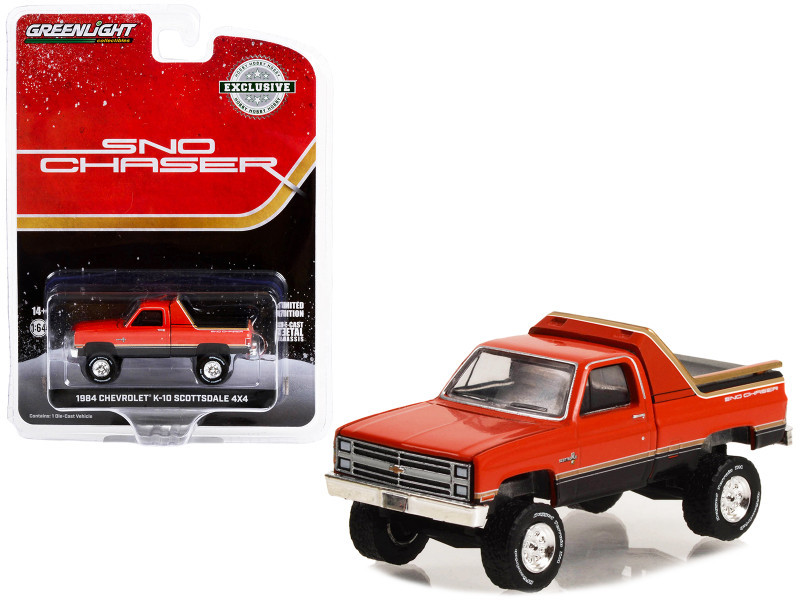 S❇ 1984 Chevrolet K-10 Scottsdale 4x4 Pickup Truck Red and Black with