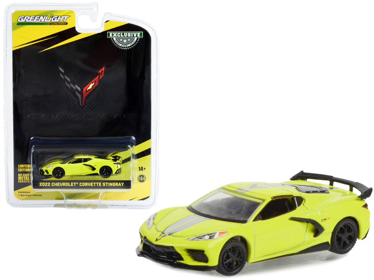 2022 Chevrolet Corvette C8.R Stingray Accelerate Yellow with Silver Stripes "2022 IMSA GTLM Championship Edition" "Hobby Exclusive" Series 1/64 Diecast Model Car by Greenlight