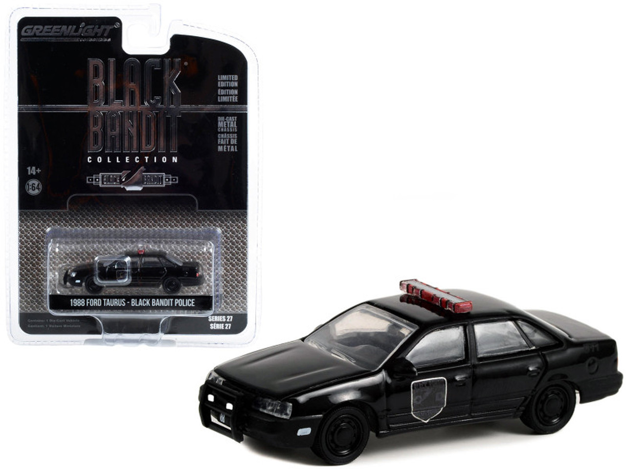 1988 Ford Taurus Police Car Black "Black Bandit" Series 27 1/64 Diecast Model Car by Greenlight