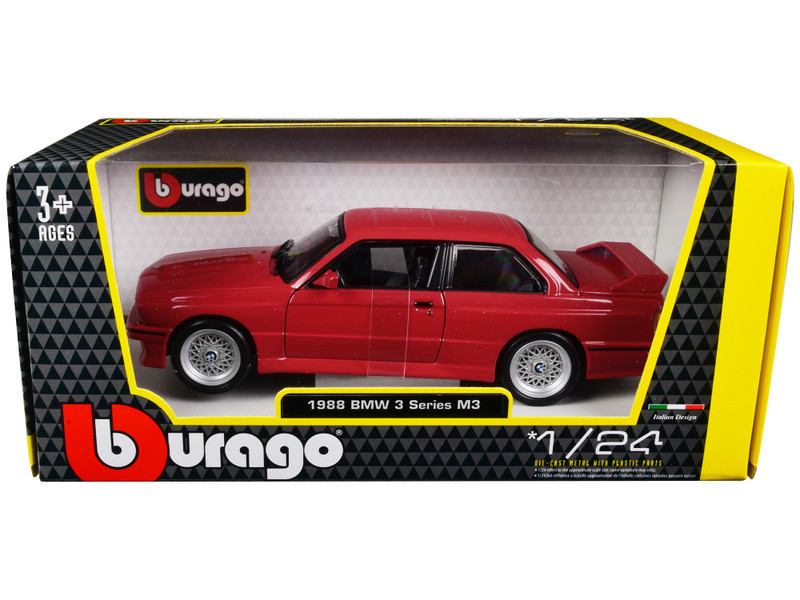 、 1/24 BBurago 1988 BMW M3 E30 (Red) Diecast Car Model