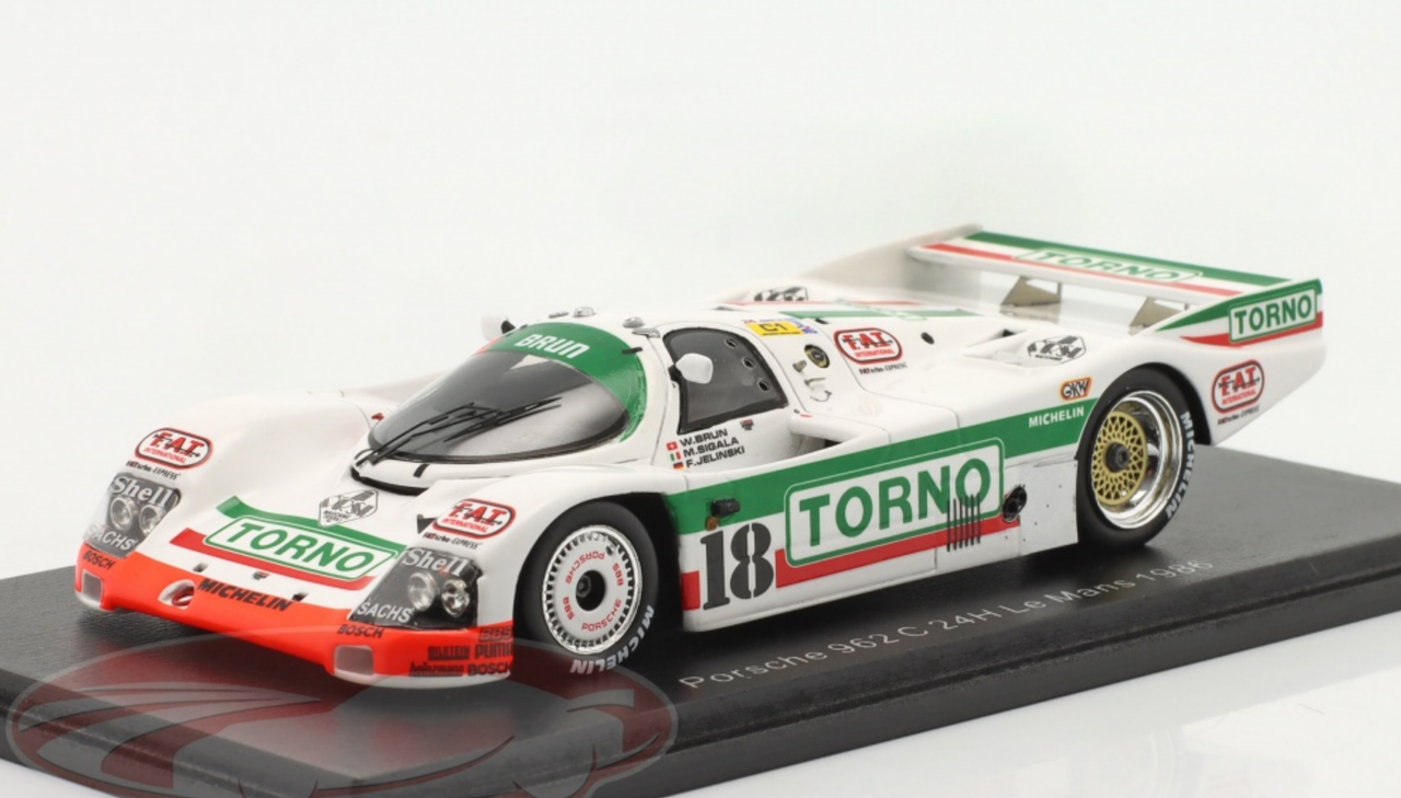 1/43 Spark 1986 Porsche 962C #18 24h LeMans Brun Motorsport Massimo Sigala, Walter Brun, Frank Jelinski Car Model