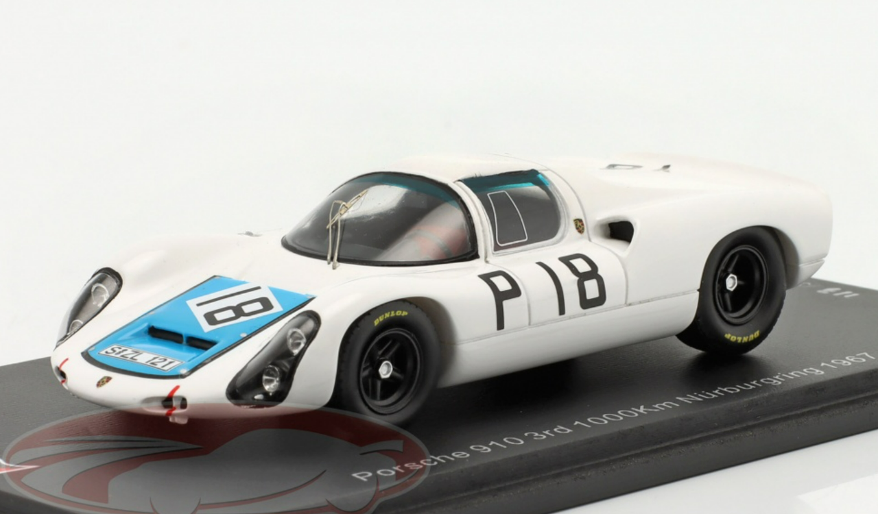 1/43 Spark 1967 Porsche 910 #18 3rd 1000km Nürburgring Porsche System Engineering Jochen Neerpasch, Vic Elford Car Model