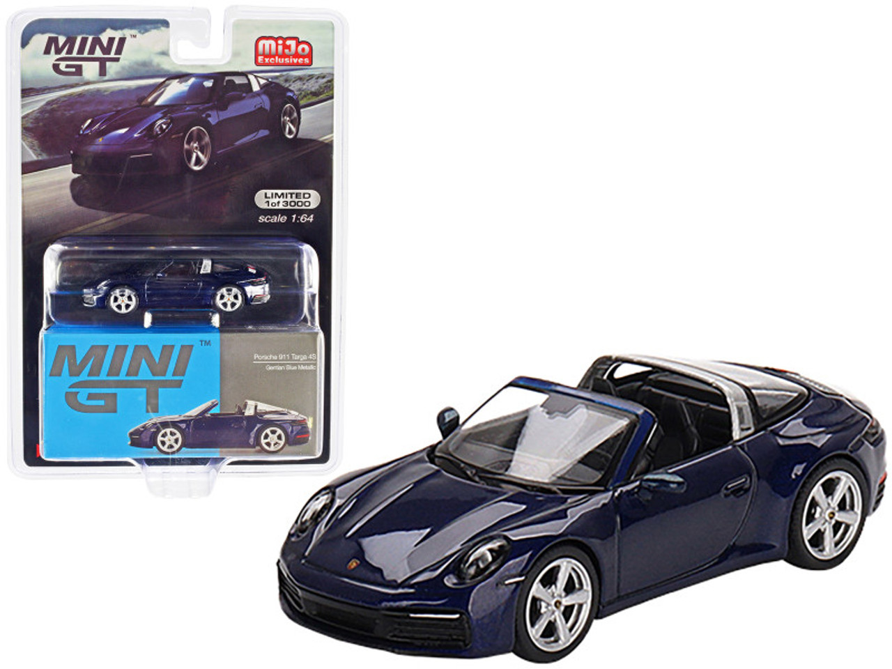 1/64 Mini GT Porsche 911 Targa 4S (Gentian Blue Metallic) Limited Edition Diecast Car Model