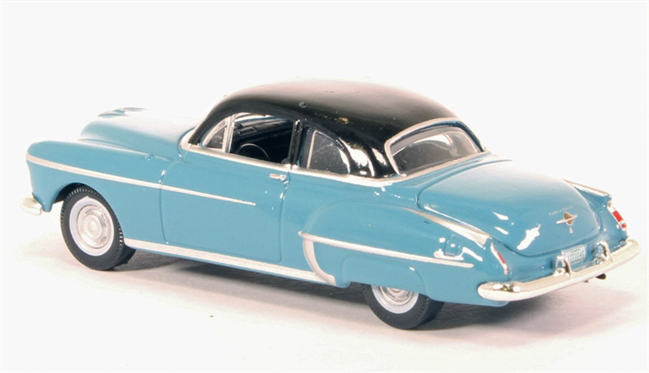 1950 Oldsmobile Rocket 88 Coupe Crest Blue with Black Top 1/87 (HO) Scale Diecast Model Car by Oxford Diecast