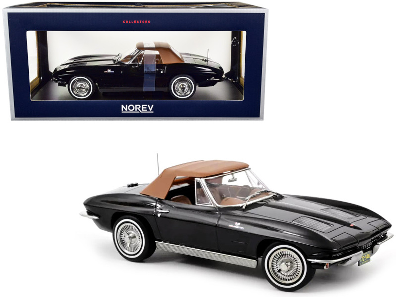 1/18 Norev 1963 Chevrolet Corvette Stingray Cabriolet (Black) Diecast Car Model