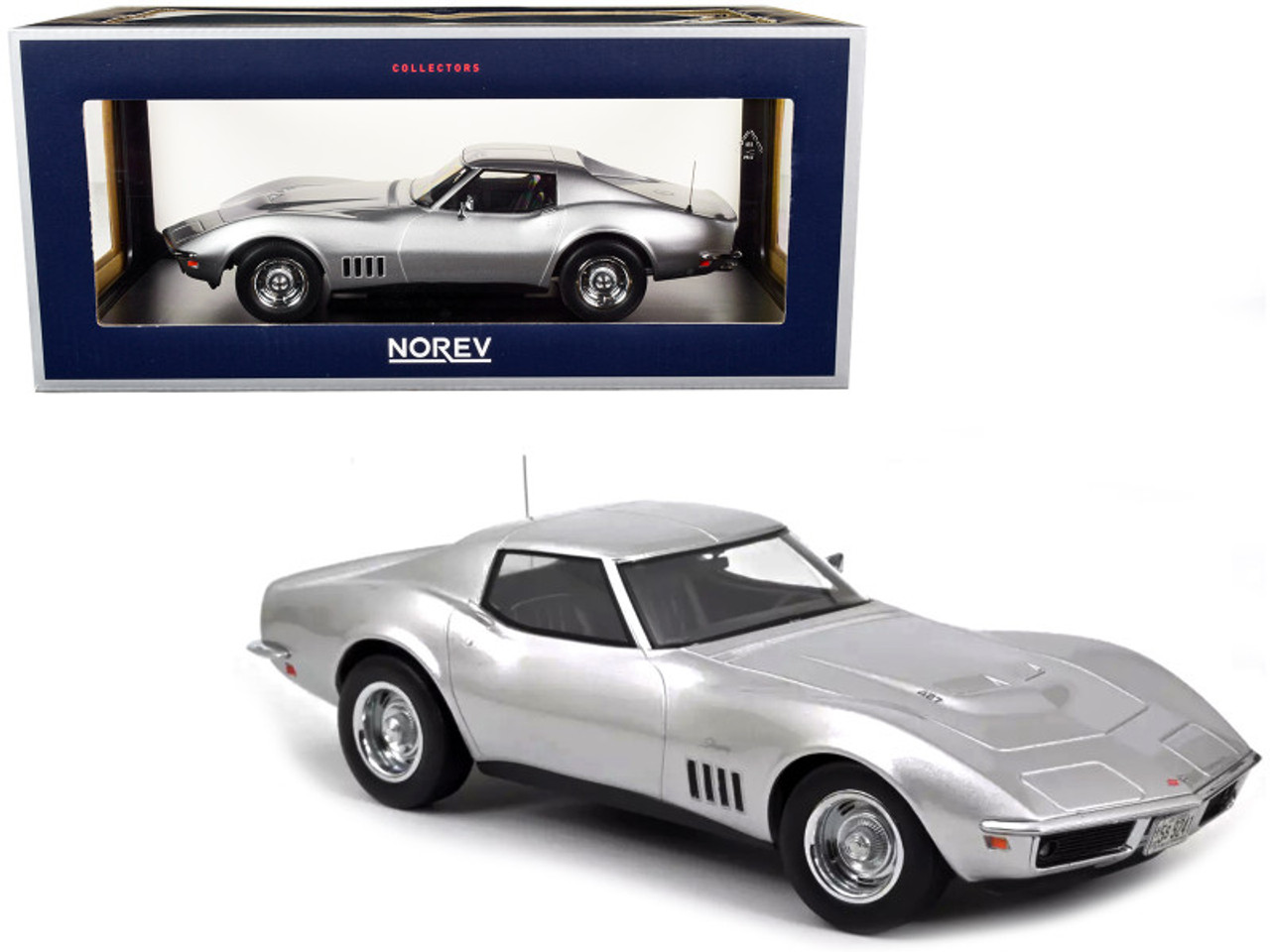 1/18 Norev 1969 Chevrolet Corvette C3 (Silver Metallic) Diecast Car Model