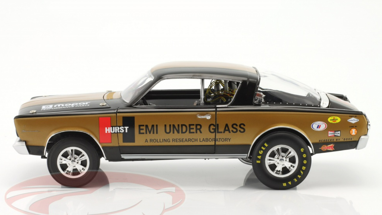 1/18 Highway61 1966 Plymouth Barracuda (Black & Gold) Diecast Car Model