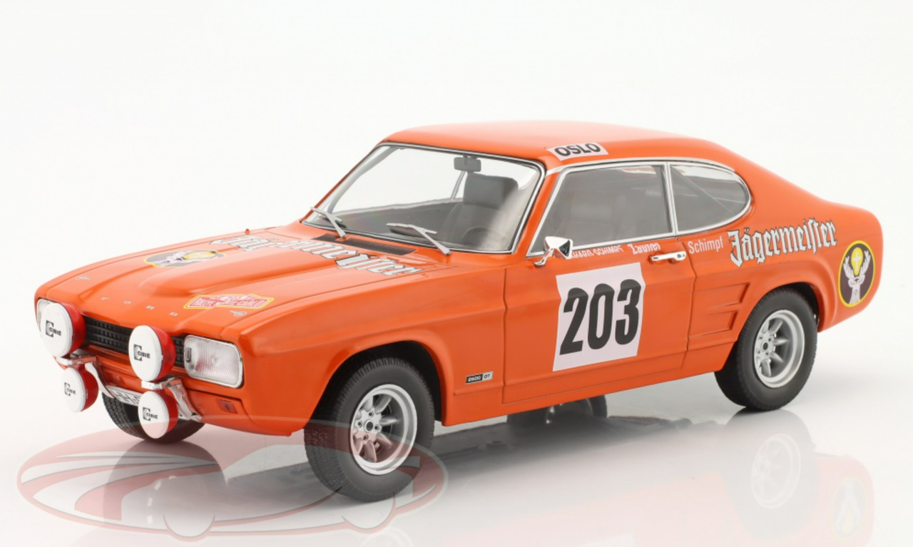 1/18 Modelcar Group 1973 Ford Capri MK1 #203 rally Monte-Carlo Eckhard Schimpf, Ernst-Johann Zauner Car Model