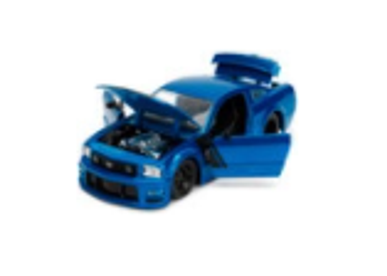 2006 Ford Mustang GT Blue Metallic with Matt Black Hood and Stripes "Bigtime Muscle" Series 1/24 Diecast Model Car by Jada