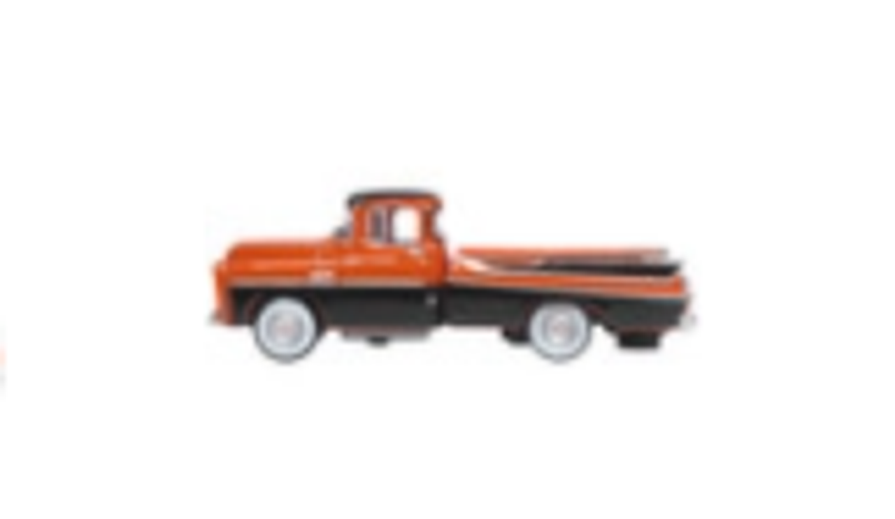 1957 Dodge D100 Sweptside Pickup Truck Omaha Orange and Jewel Black 1/87 (HO) Scale Diecast Model Car by Oxford Diecast