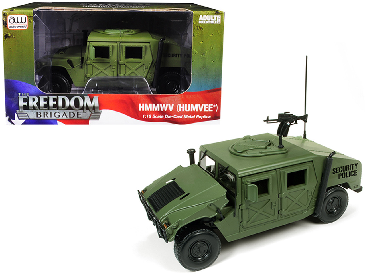 1/18 Autoworld HMMWV (Humvee) "Security Police" Olive Green Drab Diecast Car Model