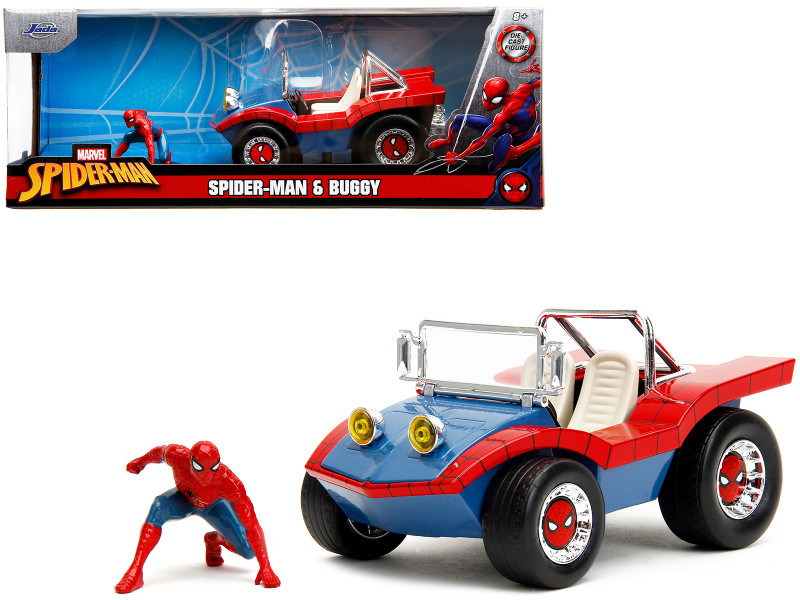 Dune Buggy Red and Blue with Graphics and Spider-Man Diecast