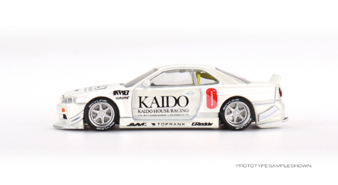 1/64 Mini GT Nissan Skyline GT-R (R34) Kaido Works V2 Diecast Car Model