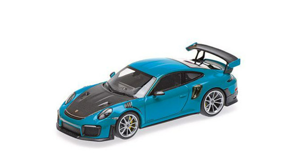 1/18 Minichamps 2018 Porsche 911 (991.2) GT2 RS (Miami Blue with Black Wheels) Car Model