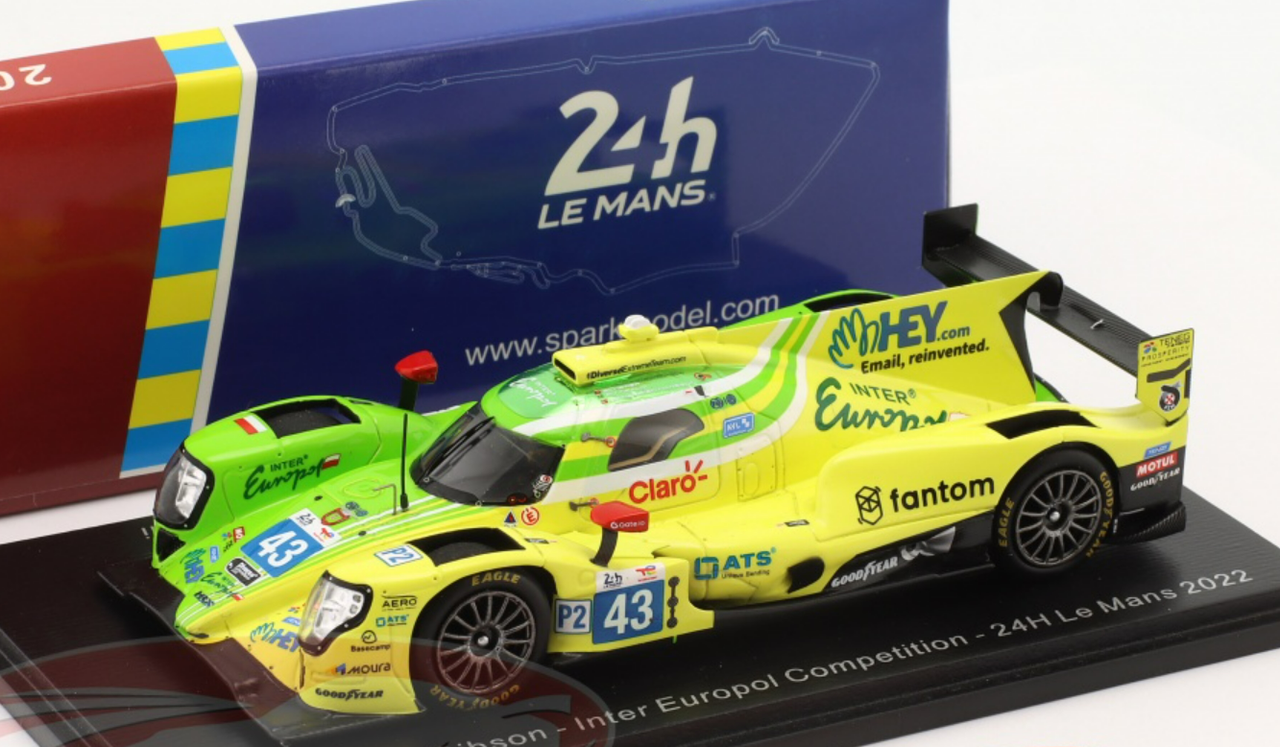 1/43 Spark 2022 Oreca 07 #43 24h LeMans Inter Europol Competition David Heinemeier-Hansson, Fabio Scherer, Pietro Fittipaldi Car Model