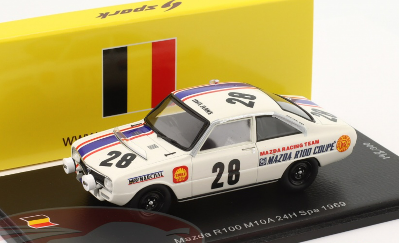 1/43 Spark 1969 Mazda R100 M10A #28 6th 24h Spa Mazda Racing Team Masami Katakura, Toshinori Takechi Car Model