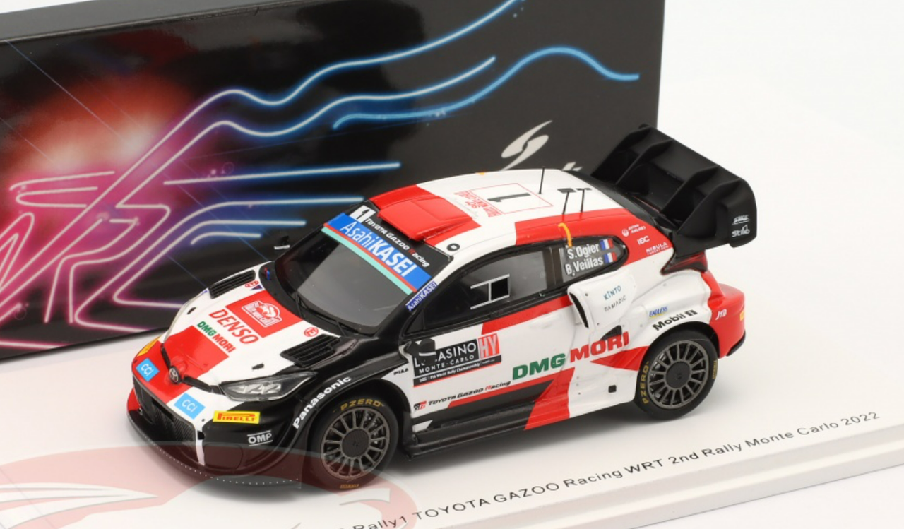 1/43 Spark 2022 Toyota GR Yaris Rally1 #1 2nd Rallye Monte Carlo Toyota Gazoo Racing WRT Sébastien Ogier, Benjamin Veillas Car Model