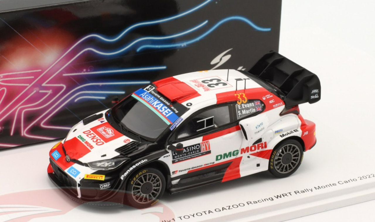 1/43 Spark 2022 Toyota GR Yaris Rally1 #33 Rallye Monte Carlo Toyota Gazoo Racing WRT Elfyn Evans, Scott Martin Car Model