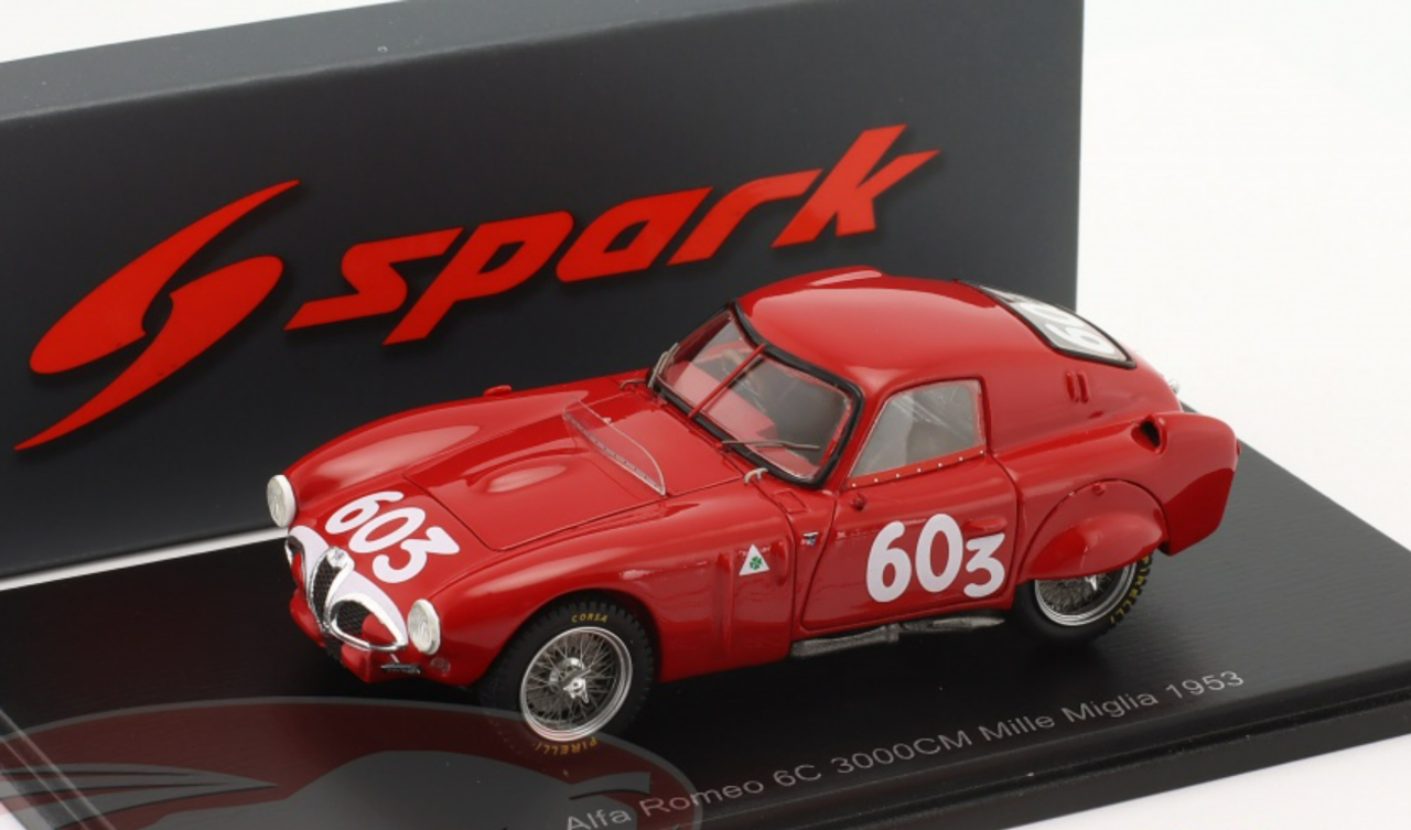 1/43 Spark 1953 Alfa Romeo 6C #603 Mille Miglia SpA Alfa Romeo Karl Kling, Hans Klenk Car Model