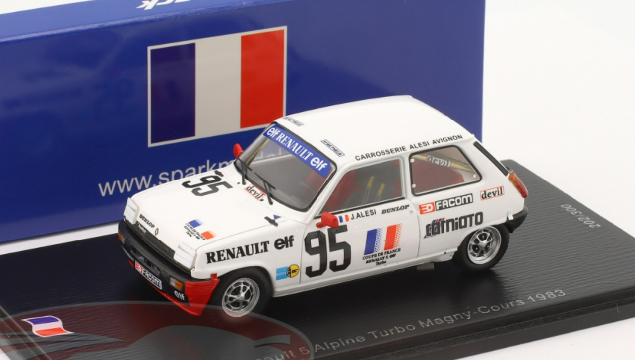 1/43 Spark 1983 Renault 5 Alpine Turbo #95 R5 Turbo Cup France Magny-Cours Jean Alesi Car Model