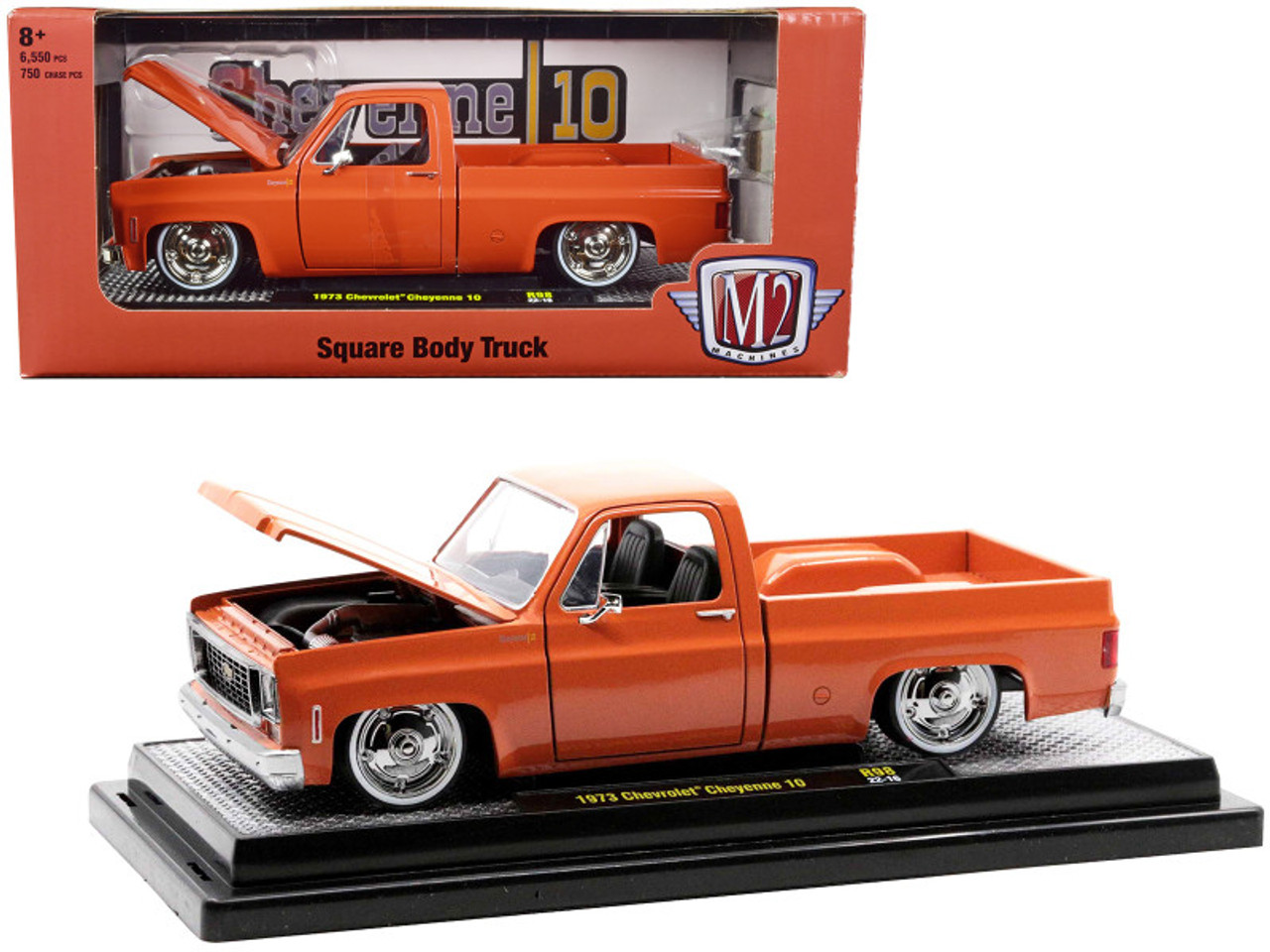 1973 Chevrolet Cheyenne 10 Pickup Truck Burnt Orange Metallic Limited Edition to 6550 pieces Worldwide 1/24 Diecast Model by M2 Machines