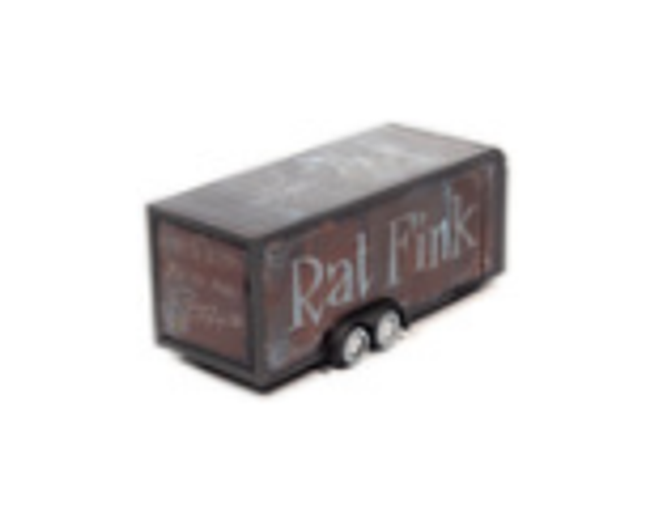4-Wheel Enclosed Car Trailer Dark Gray with Graphics "Rat Fink" 1/64 Diecast Model by Auto World