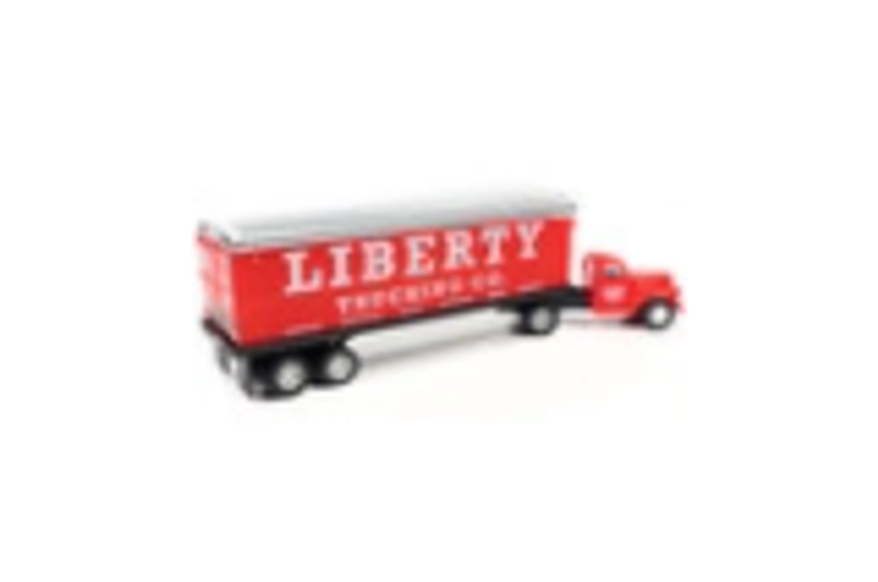 1941-1946 Chevrolet Truck and Trailer Set "Liberty Trucking Co." Red 1/87 (HO) Scale Model by Classic Metal Works