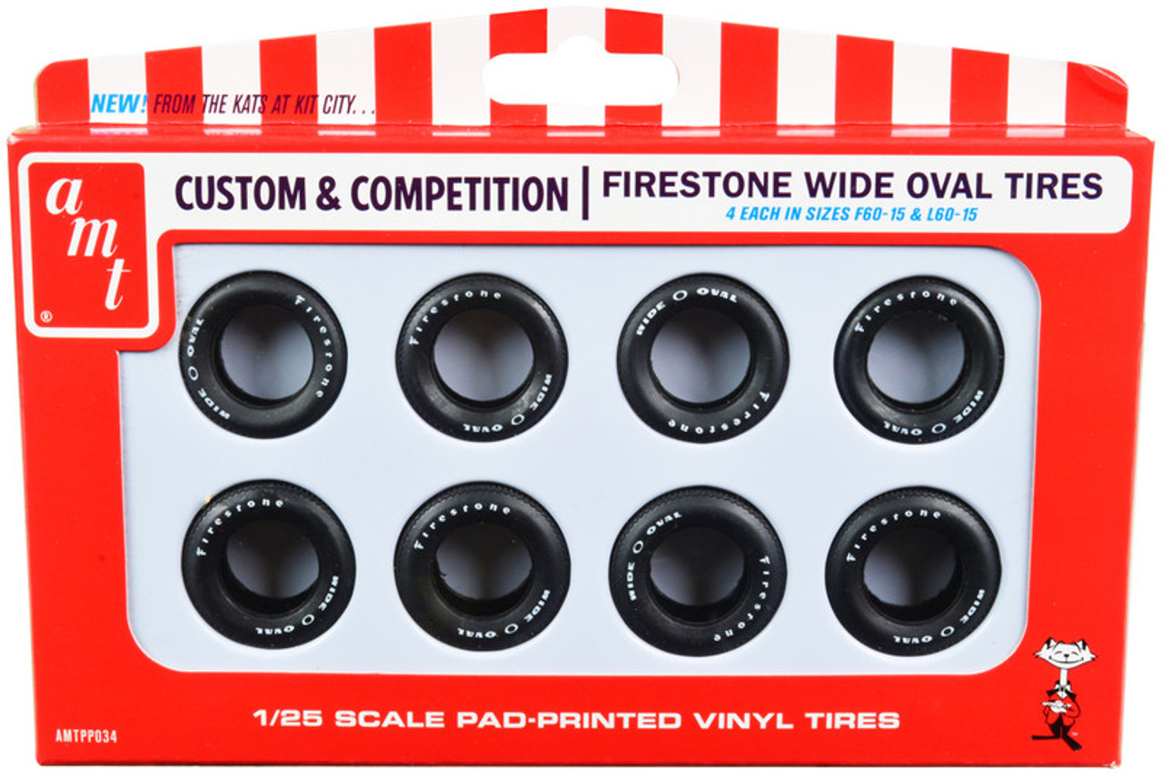 Skill 2 Model Kit Firestone Wide Oval Tires Set of 8 Pieces