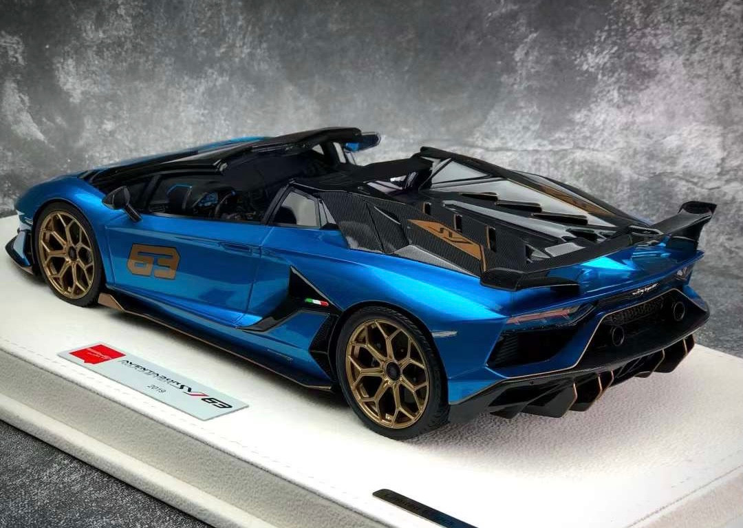 日本　Auto 1/18 Makeup Lamborghini Aventador SVJ #63 (Blue) Resin Car Model