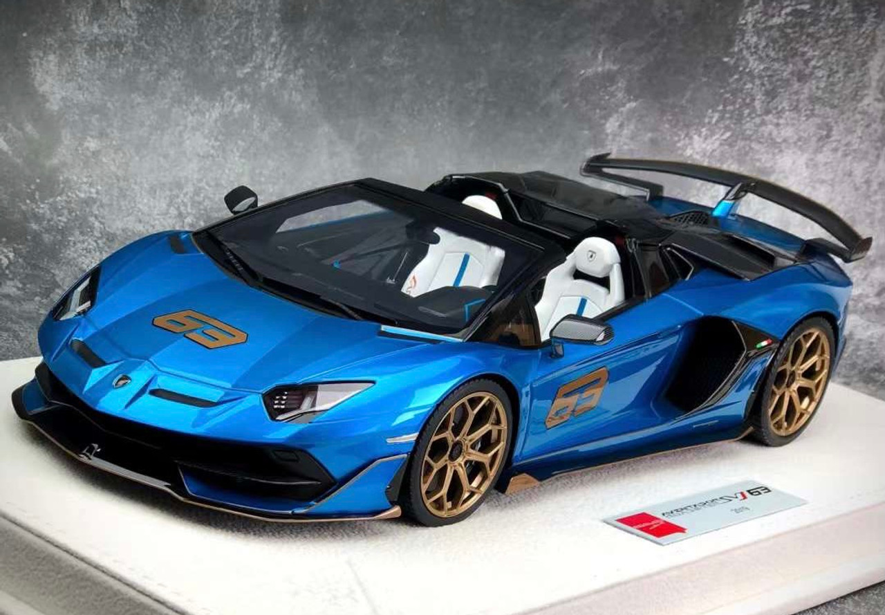 1/18 Makeup Lamborghini Aventador SVJ #63 (Blue) Resin Car Model