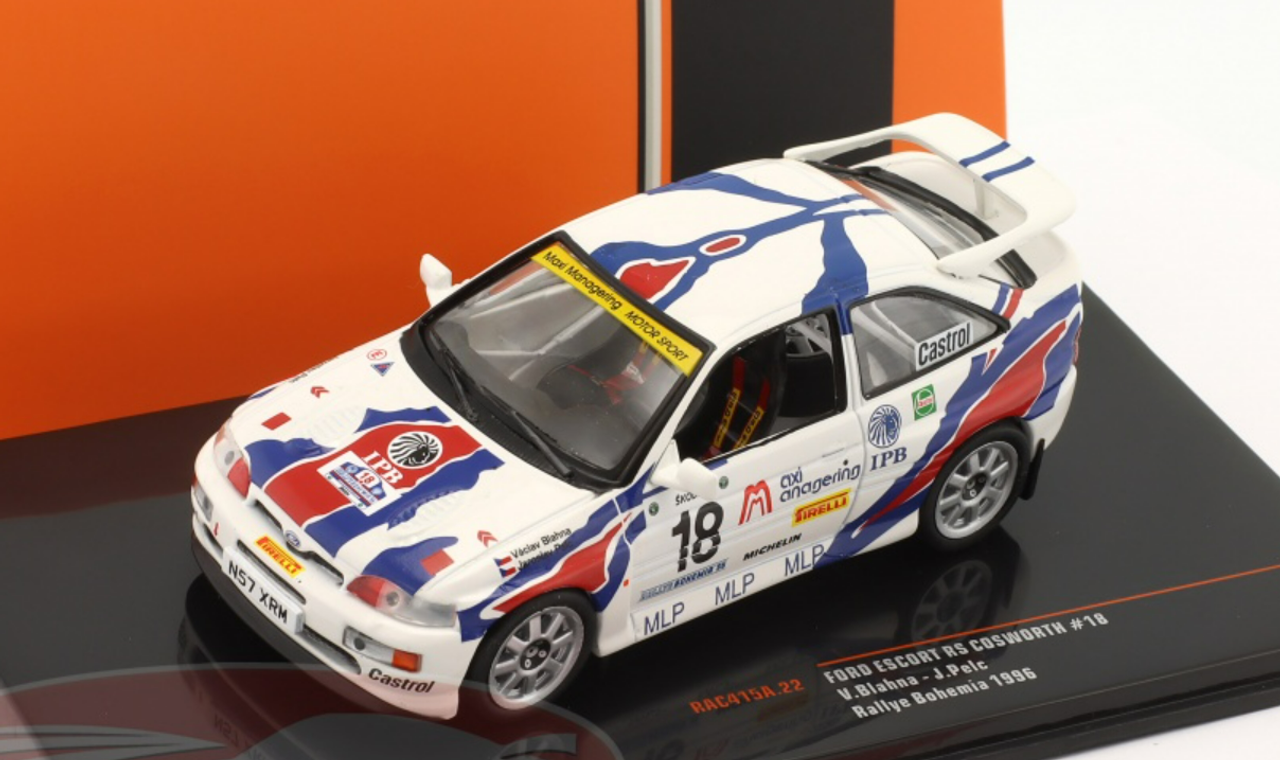 1/43 Ixo 1996 Ford Escort RS Cosworth #18 6th Rallye Bohemia Maxi Managering Václav Blahna, Jaroslav Pelc Car Model