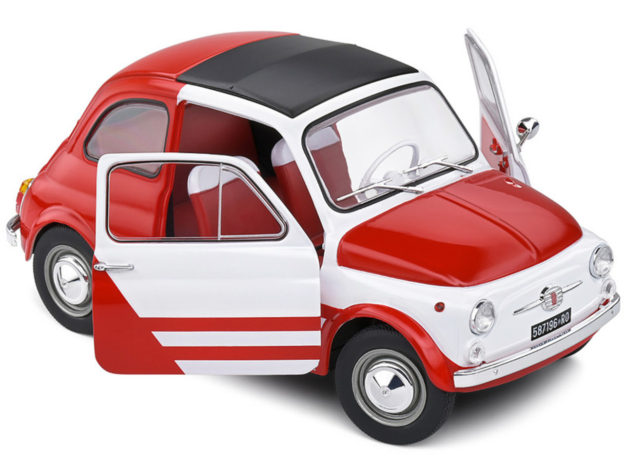 1/18 Solido 1965 Fiat 500 L Robe Di Kappa (Red & White) Diecast Car Model