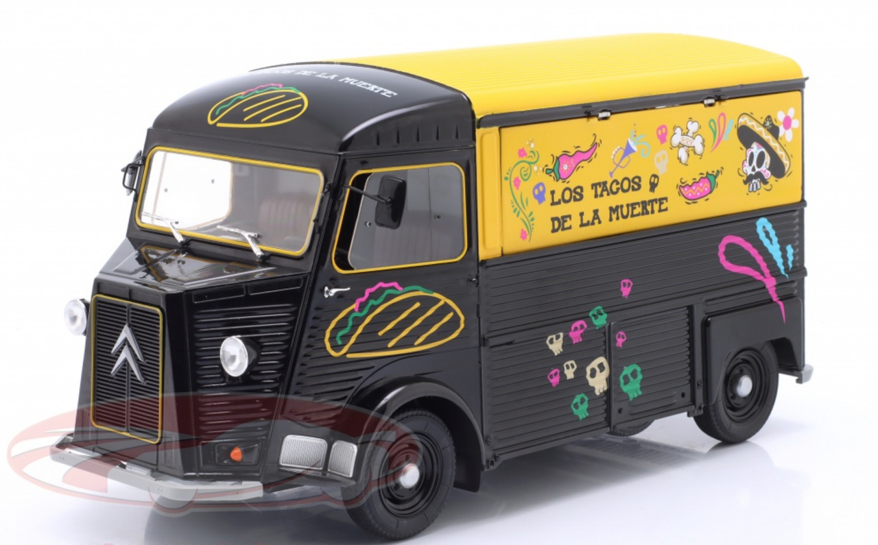 1/18 Solido 1969 Citroen Type H Food Truck Los Tacos de la Muerte Diecast Car Model