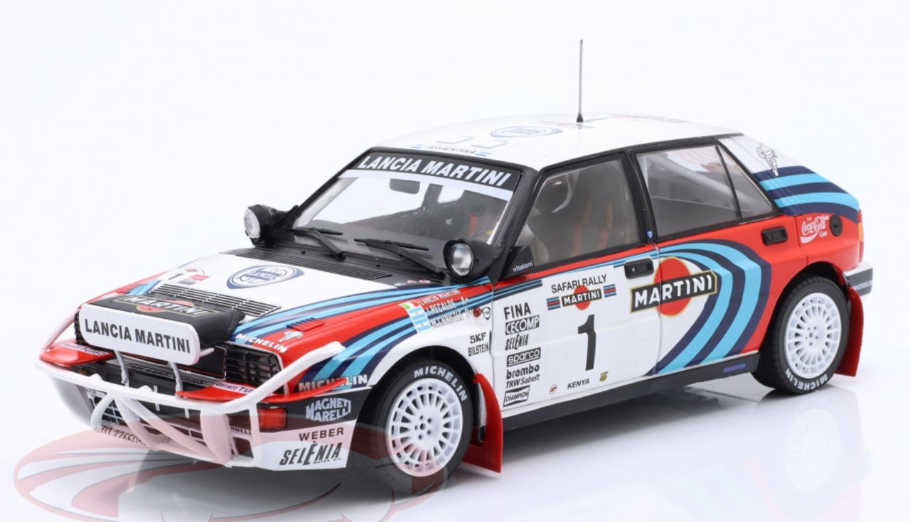 1/18 Solido 1991 Lancia Delta Integrale 16V #1 3rd Safari Rallye Martini Lancia Jorge Recalde, Martin Christie Diecast Car Model