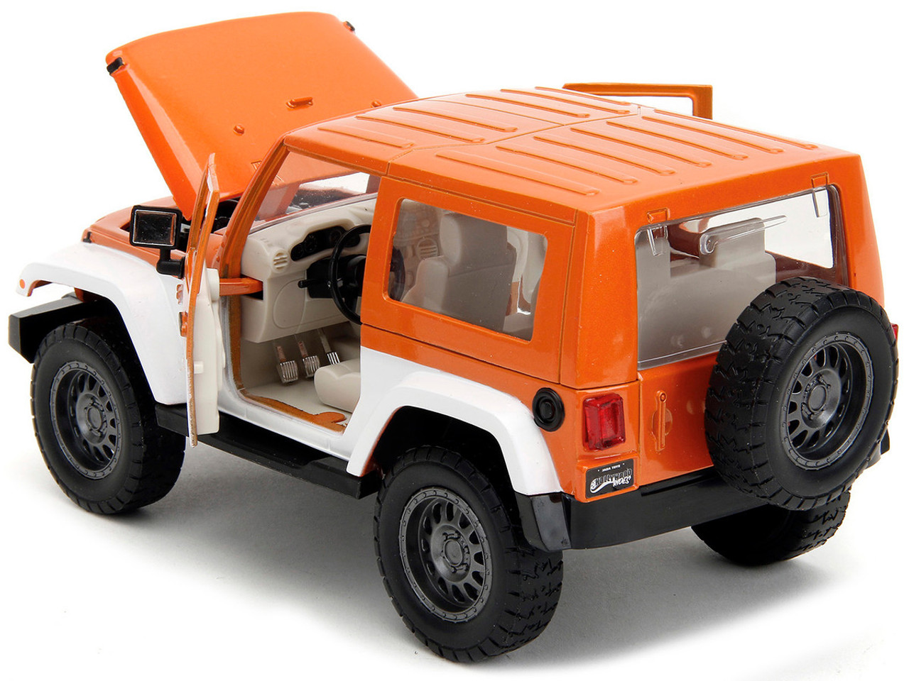 1/24 Jada 2017 Jeep Wrangler (Orange Metallic and White and Orange M&M Diecast Figure Diecast Car Model