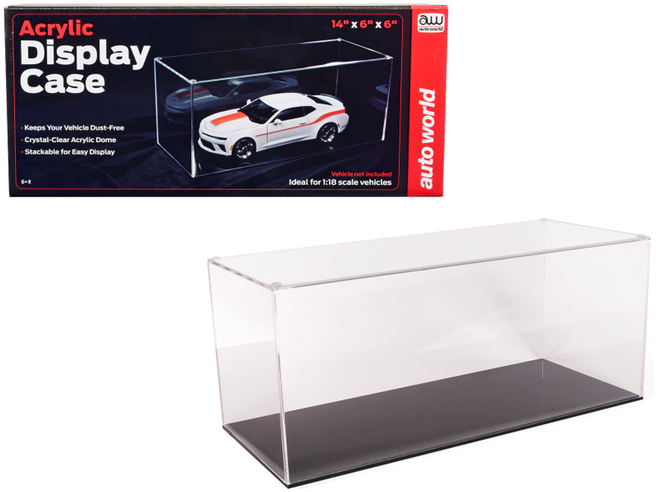 Acrylic Collectible Display Show Case for 1/18 Scale Model Cars by Auto World