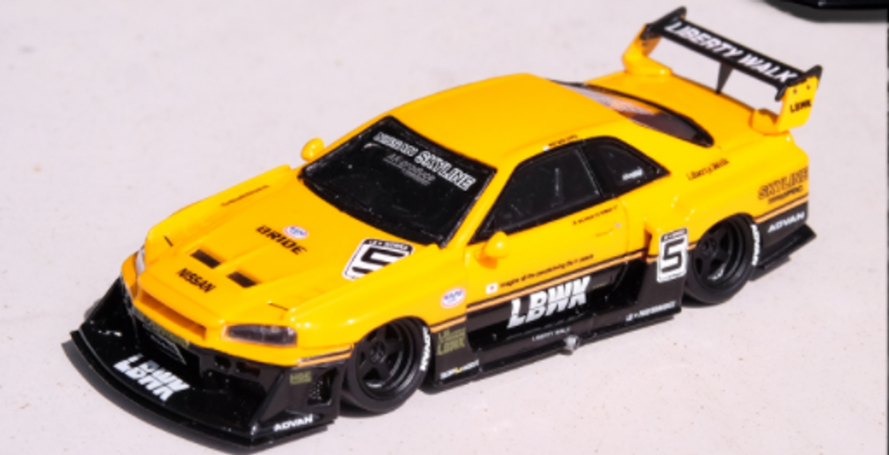 1/64 INNO64 Nissan Skyline LBWK (ER34) Super Silhouette (Yellow) Car Model