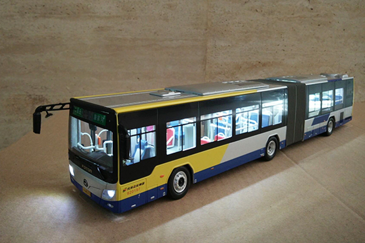 1/43 Foton BJ6160C6CCD Articulated Public Transportation Bus w/ headlights & interior lights Diecast Car Model