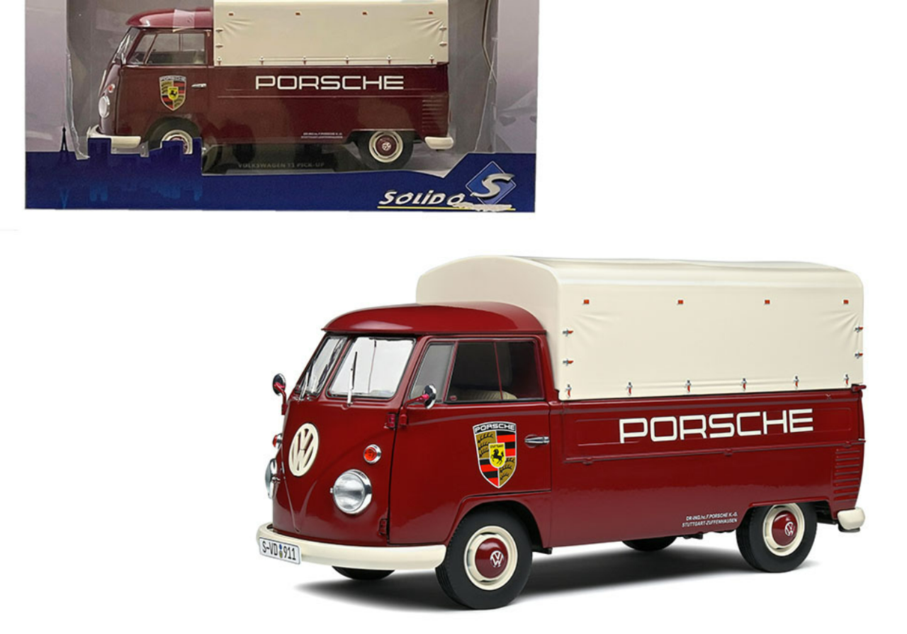 1/18 Solido 1950 Volkswagen VW T1 Pick-Up Porsche Service (Red