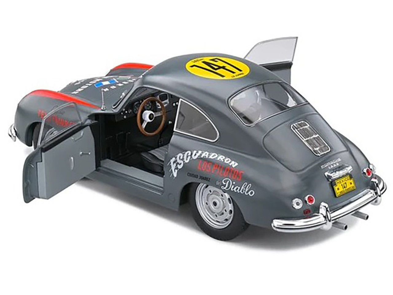 1/18 Solido 1954 Porsche 356 #147 Panamericana (Grey) Diecast Car Model